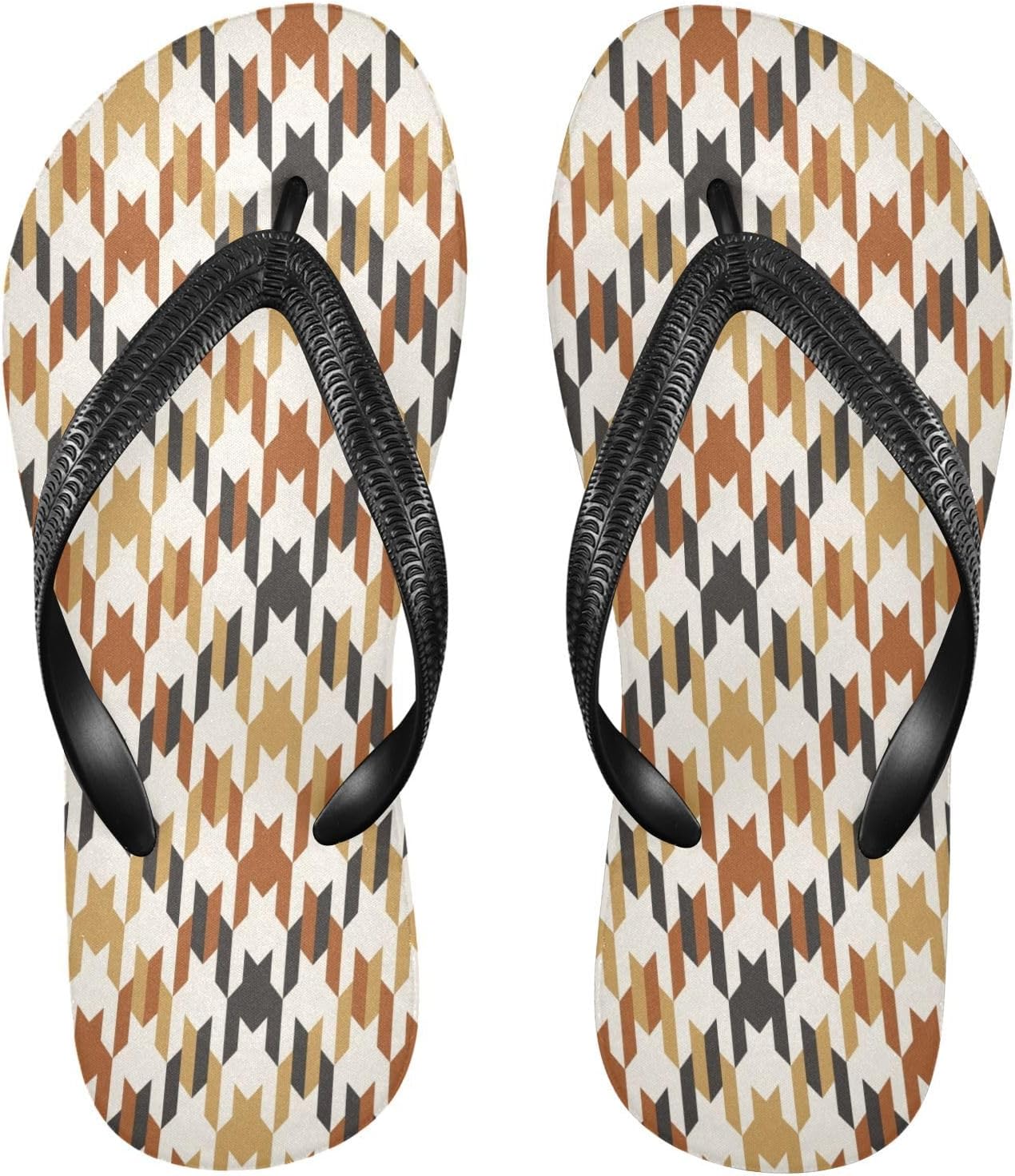 

Вьетнамки с узором «гусиная лапка» бежевые, пляжные, резиновые, противоскользящие, летние шлепанцы для женщин и мужчин для ходьбы Sinestour