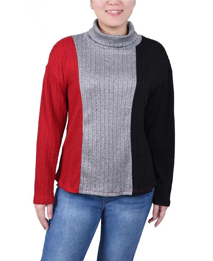 

Женский топ с длинными рукавами и цветными блоками NY Collection, цвет Black Charcoal Red