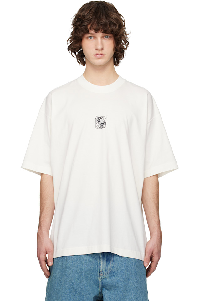 

Vetements Футболка Off-White с логотипом в виде байкерского креста