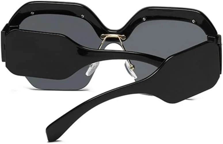 

Женские винтажные солнцезащитные очки без оправы, большие, с широкой оправой, мужские ретро-очки, женские очки с защитой от УФ-излучения UV400 HDUBFY, Gray