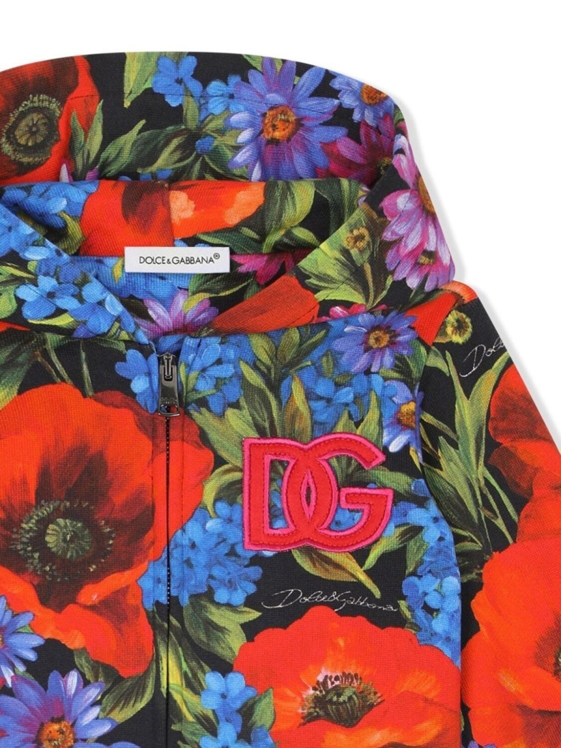 Dolce & Gabbana худи на молнии с цветочным принтом, красный — фото 3