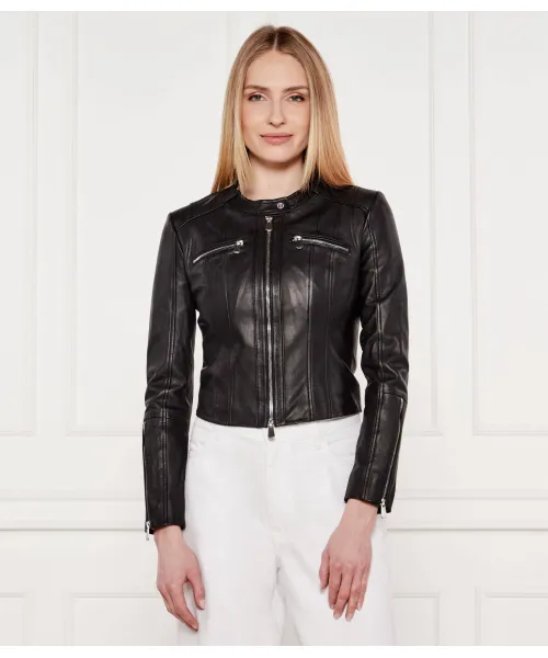

Пограничная кожаная куртка Slim fit Pinko, черный