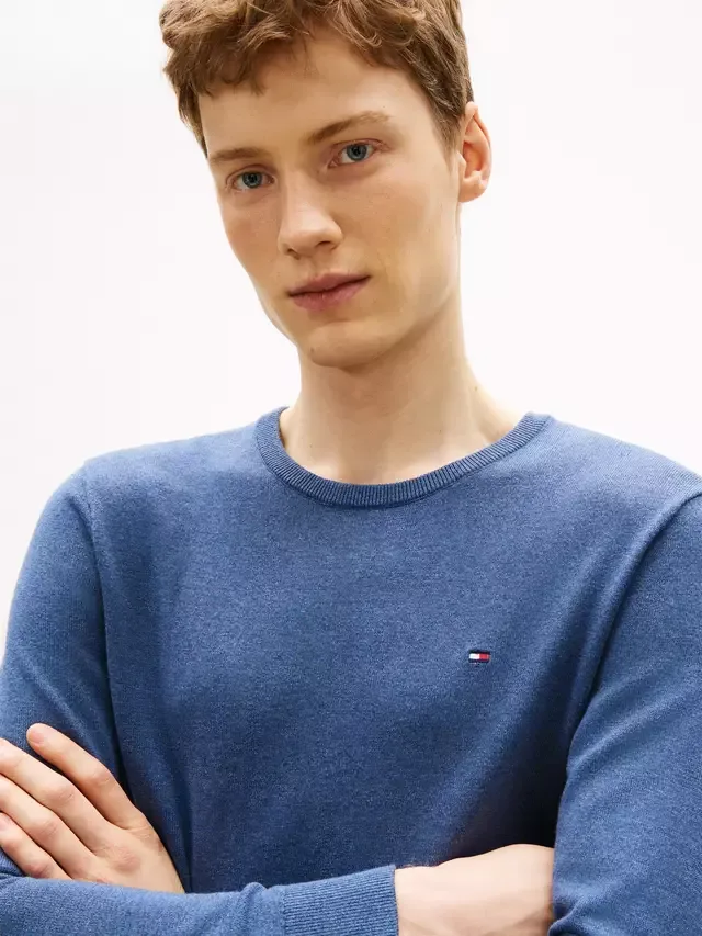 Хлопковая толстовка Essential, цвет Эгейский морской меланж Tommy Hilfiger — фото 4