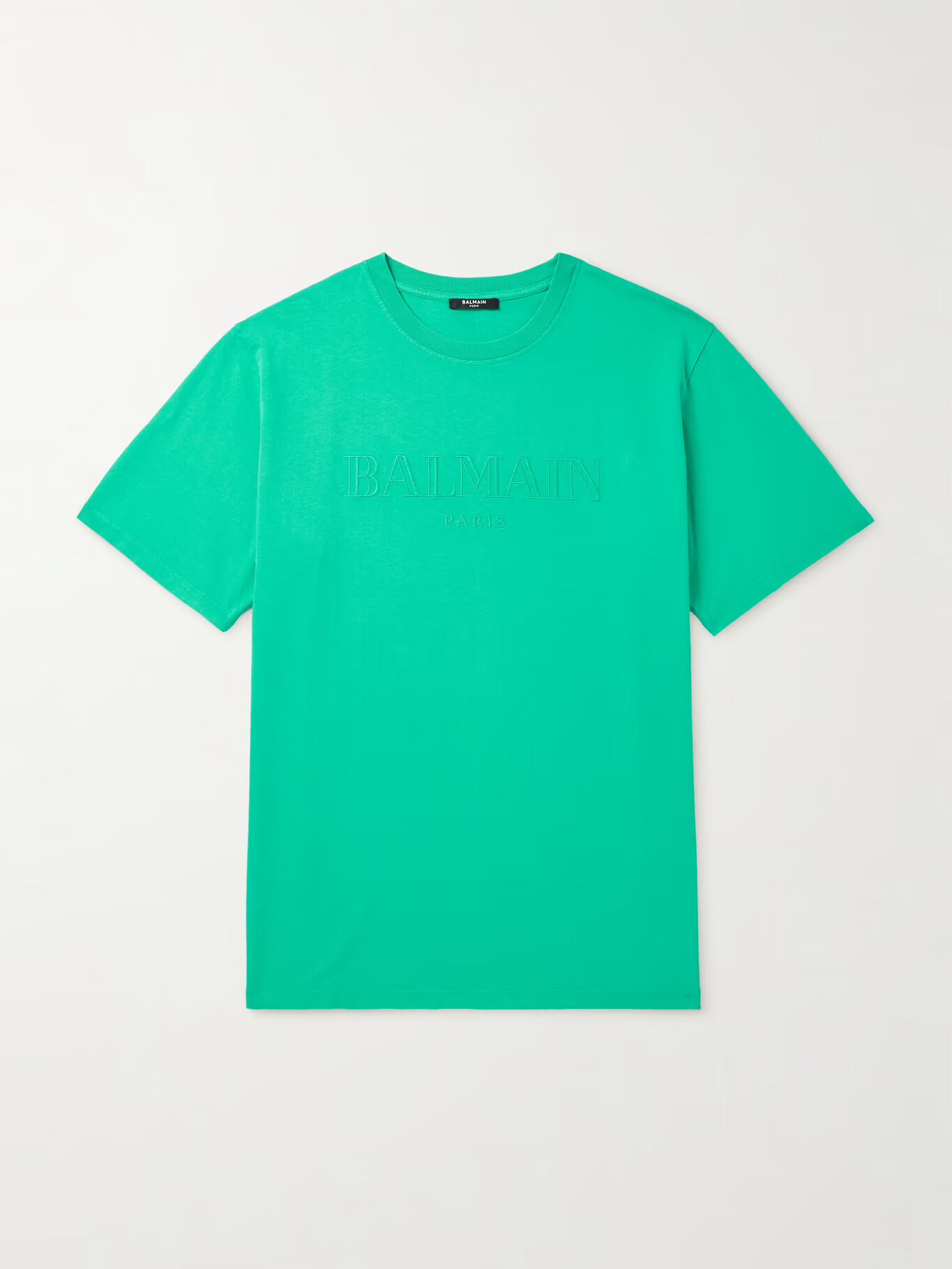 

Футболка из хлопкового джерси с вышивкой BALMAIN, бирюзовый