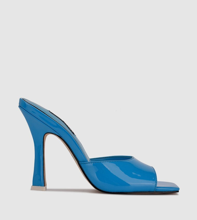 Nine West Aurea Sandals Women's Blue Patent Slip On Square Toe Slide JOBB317 — фото 2