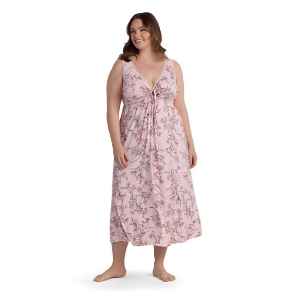 

Длинный пижамный халат sofiknit больших размеров Miss Elaine Essentials, цвет pink leaves