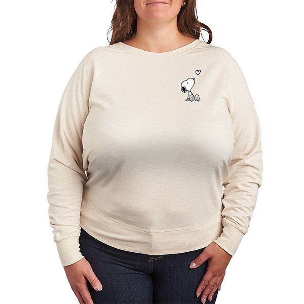 

Футболка с длинным рукавом French terry с принтом Peanuts Snoopy и сердцем Plus size Licensed Character, Beige