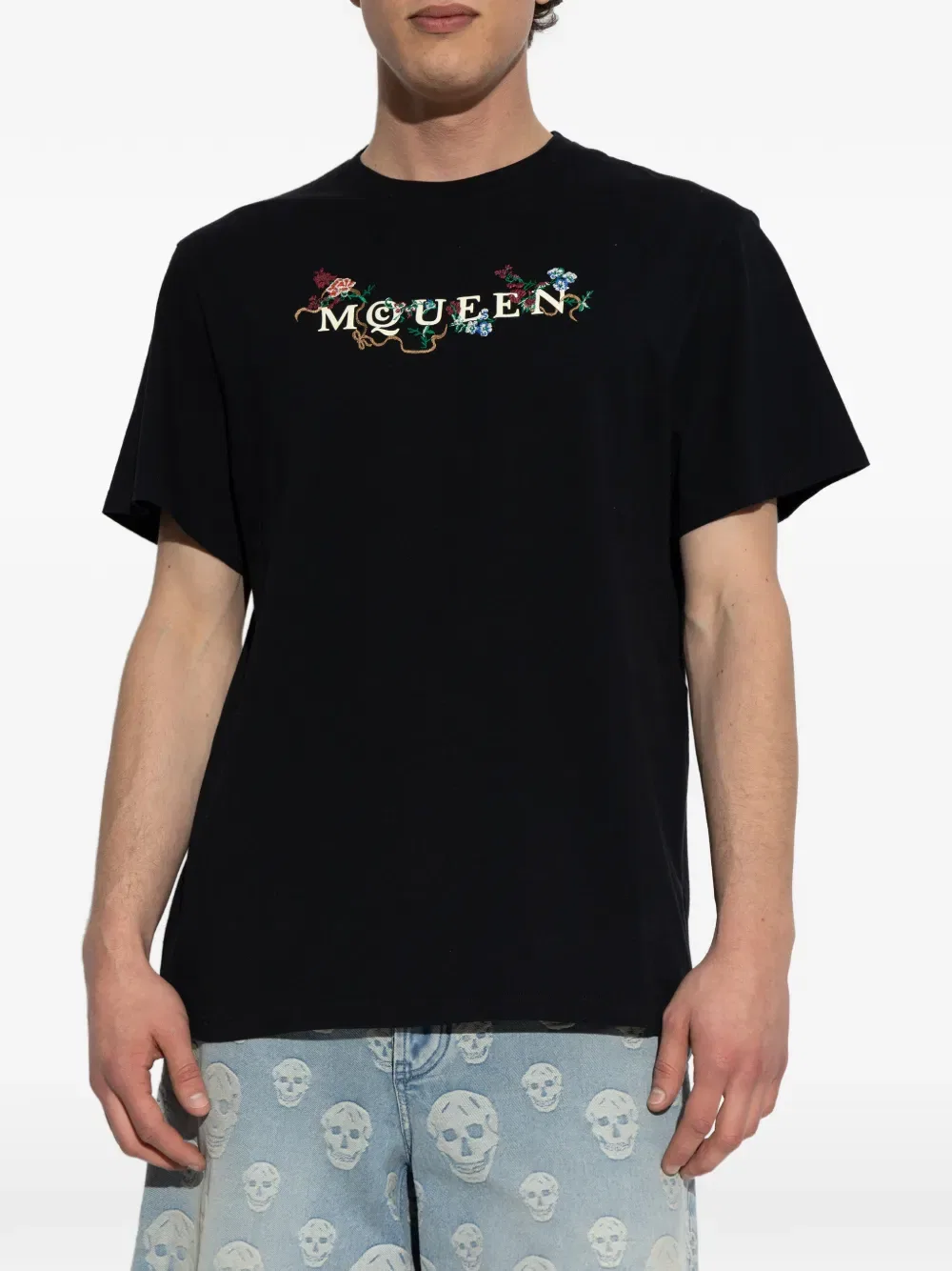 Футболка с вышитым логотипом Alexander Mcqueen, черный — фото 3