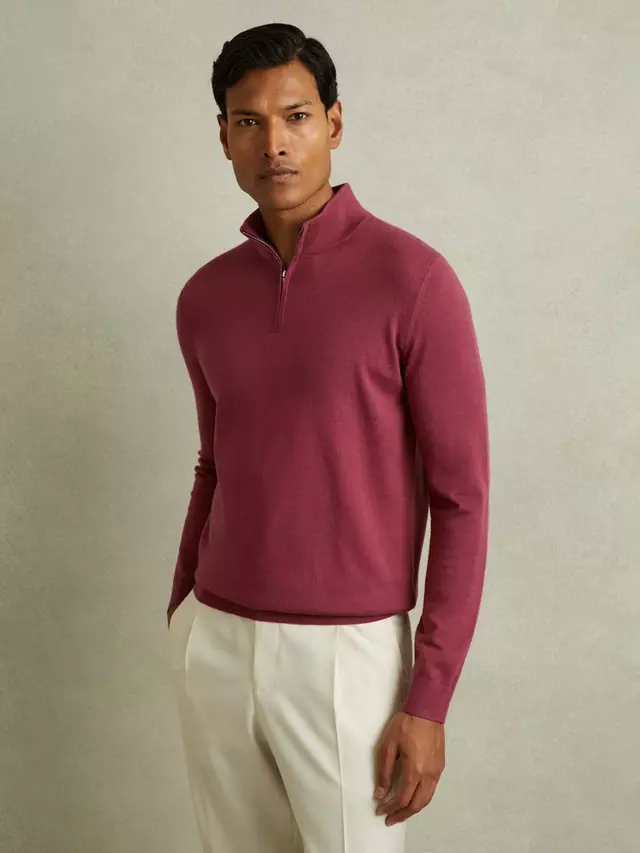 

Джемпер Reiss Blackhall Wool Zip Neck, цвет cherry/pink