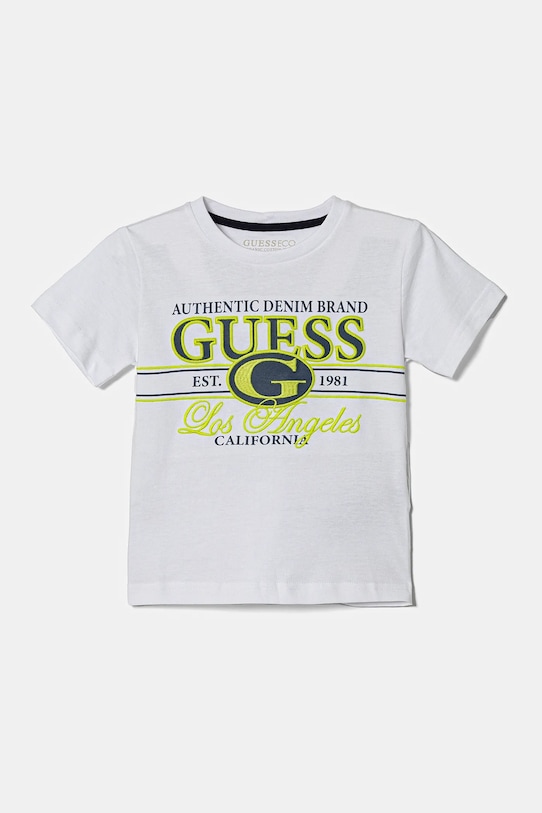 

Детская хлопковая футболка Guess, белый