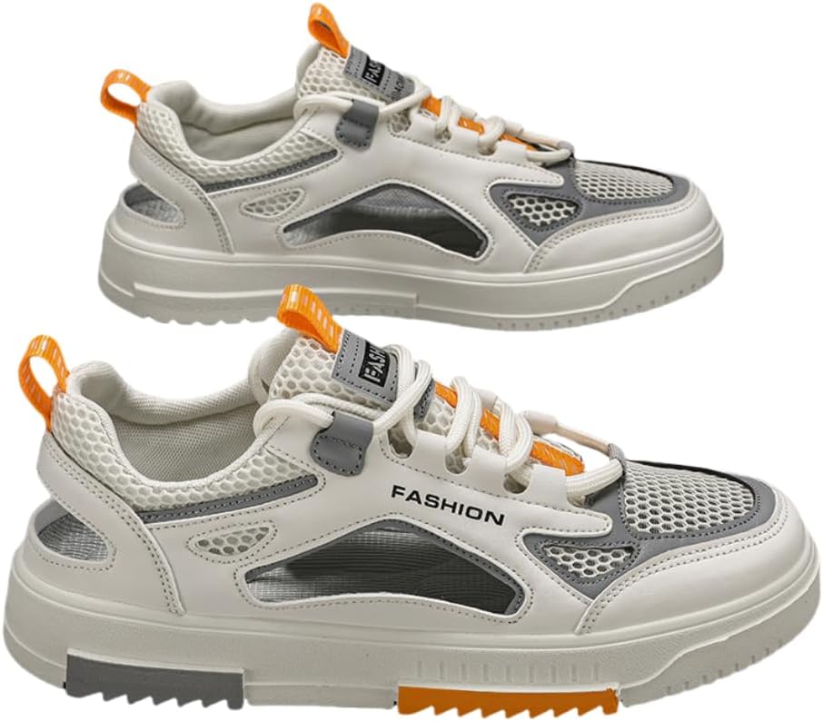 

Мужские дышащие повседневные кроссовки Hhhchpm- легкие низкие кеды на шнуровке для ежедневной носки, тренажерного зала и активного отдыха, бежевый