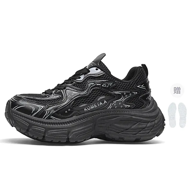 

Нескользящие, износостойкие, удлиняющие рост низкие массивные кроссовки унисекс Kometa.A, jet черный (comes with full-length floating air cushion)