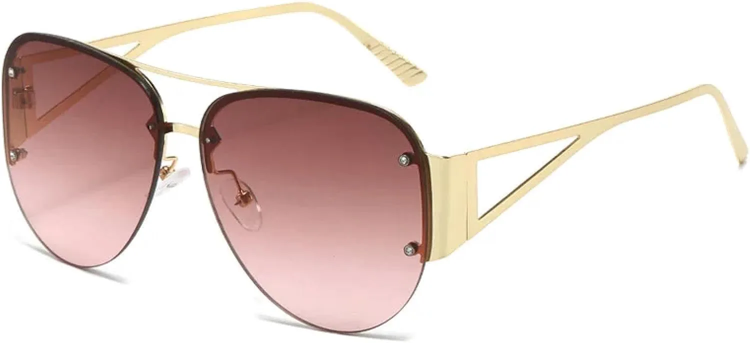 

Винтажные женские солнцезащитные очки без оправы в стиле панк, конфетные солнцезащитные очки, женские солнцезащитные очки с градиентом UV400 TKKTLLT, Gold Tea