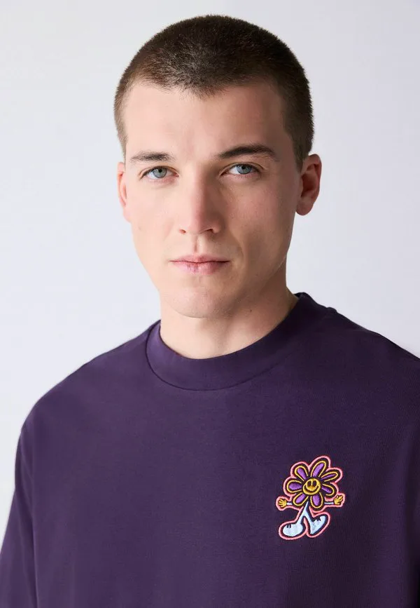 Футболка свободного кроя из плотной ткани с принтом Next, Purple Flower — фото 4