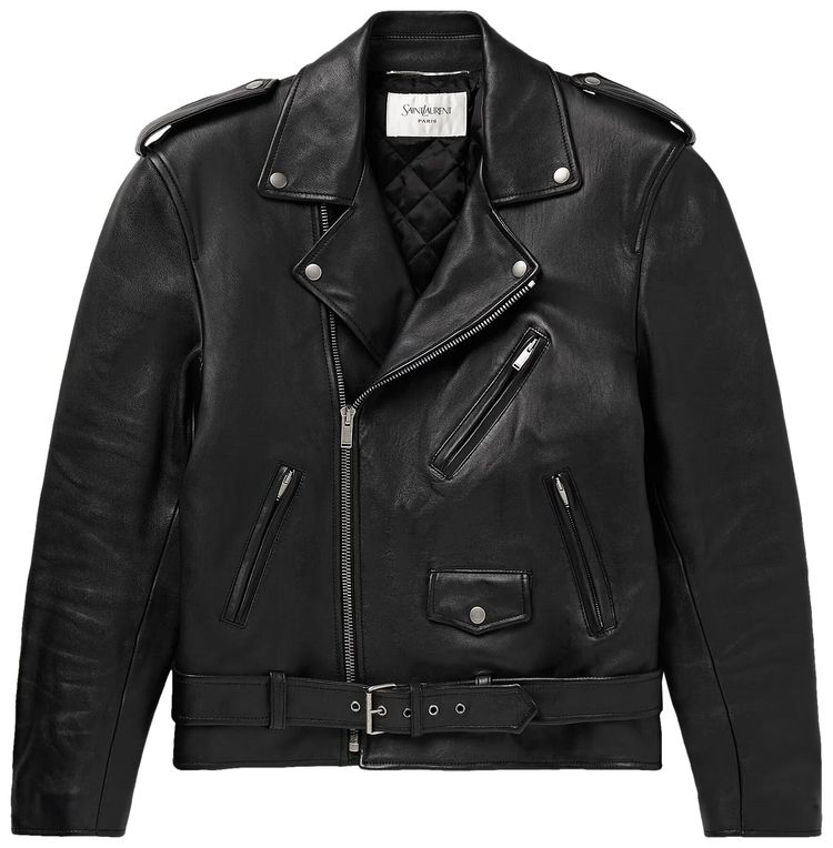 

Куртка Saint Laurent Lambskin Biker Jacket 'Black', черный