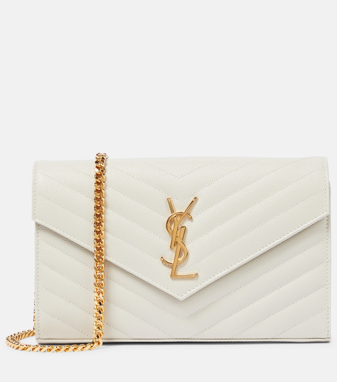 

Кошелек Cassandre из матовой кожи на цепочке Saint Laurent, белый