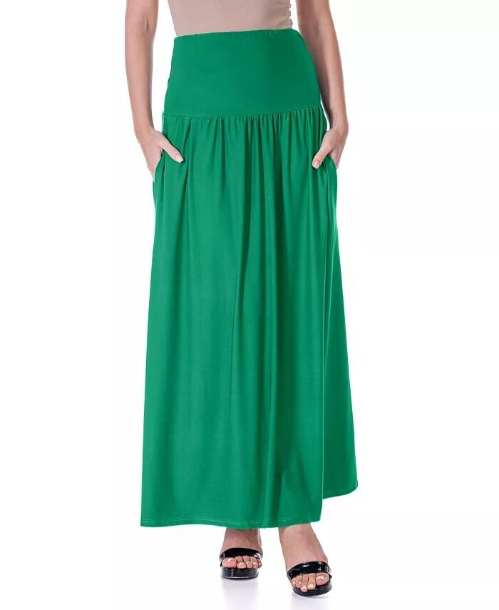 

Женская юбка макси с карманами и складками 24seven Comfort Apparel, зеленый