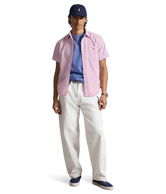 Рубашка Prepster Classic Fit Seersucker Polo Ralph Lauren, Rose/White — фото 2