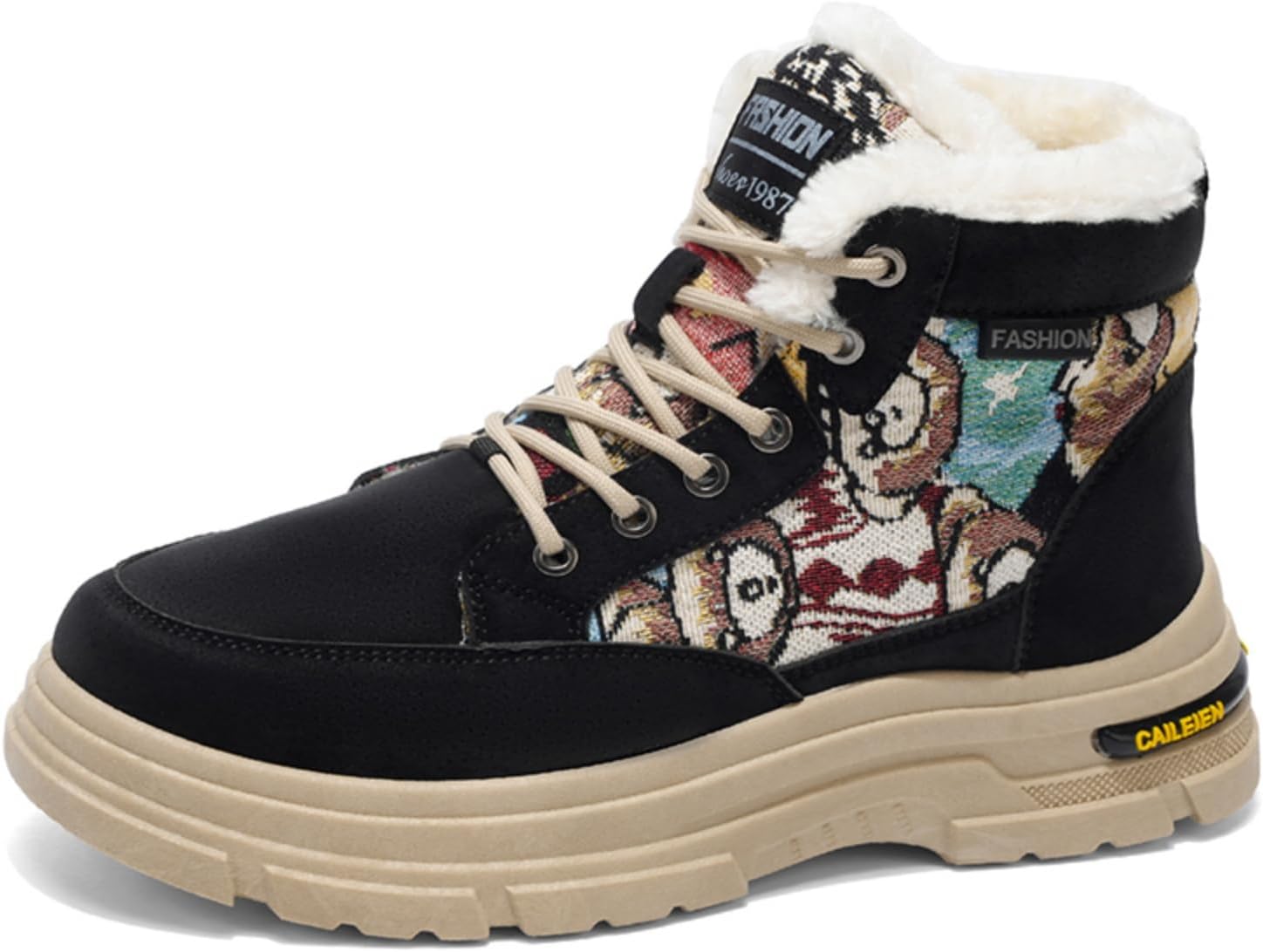 

Мужские кроссовки с флисовой подкладкой и мультяшным принтом Khwfjas, черный