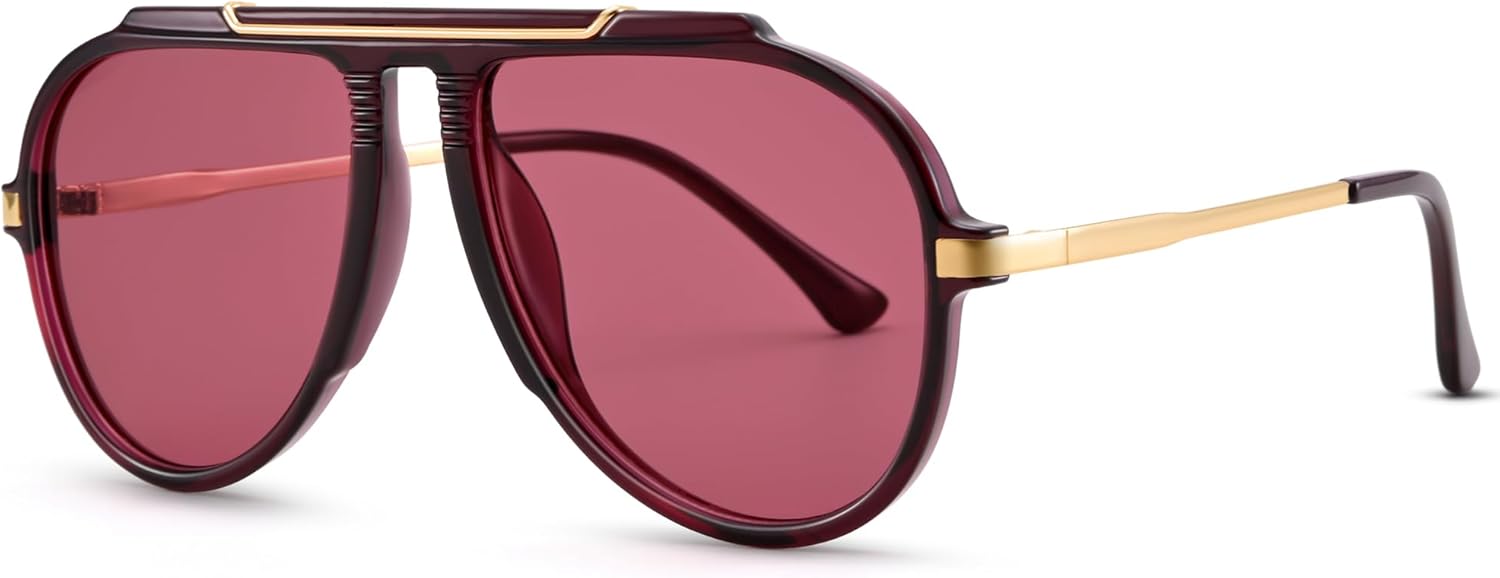 

Модные солнцезащитные очки-авиаторы RAY SOL большого размера для женщин и мужчин в стиле ретро 70-х годов с золотистым металлическим покрытием, не спутываются, Purple Red Frame/Purple Red Lens