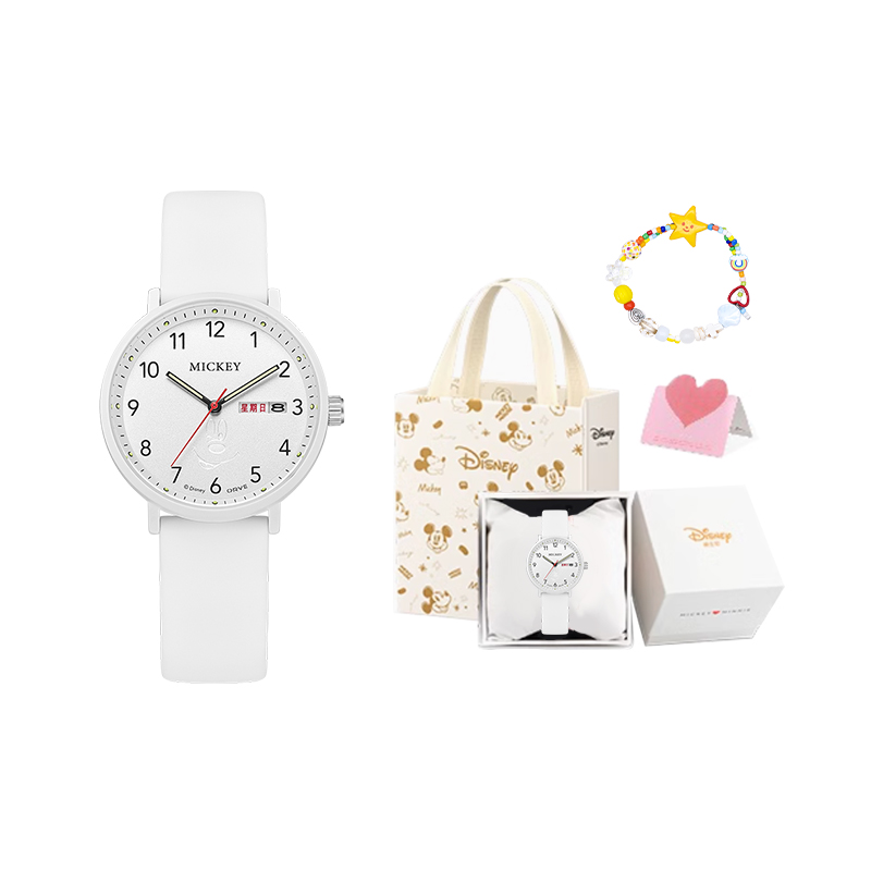 

Disney Микки серия кварцевый механизм силиконовый ремешок часы унисекс белый циферблат