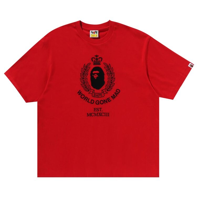 

Футболка BAPE Crest College Logo Relaxed Fit Tee, красный
