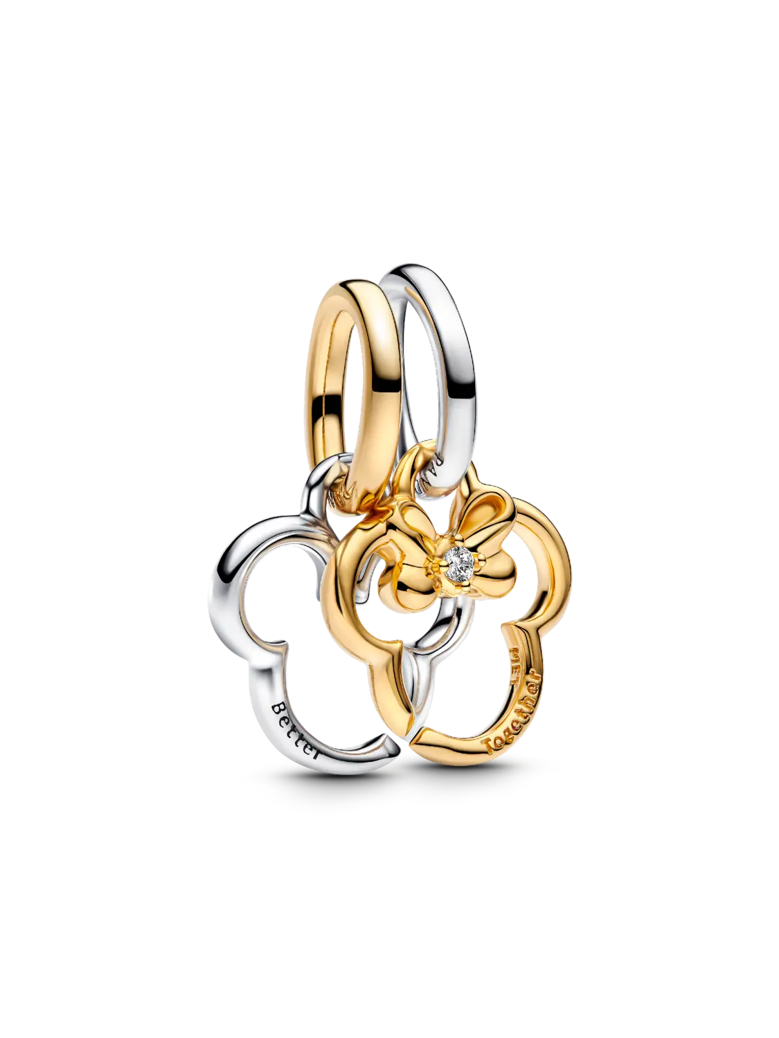 

Подвеска-шарм Микки Маус и Минни Маус от Disney Pandora, стерлинговое серебро, покрытие 14-каратным золотом