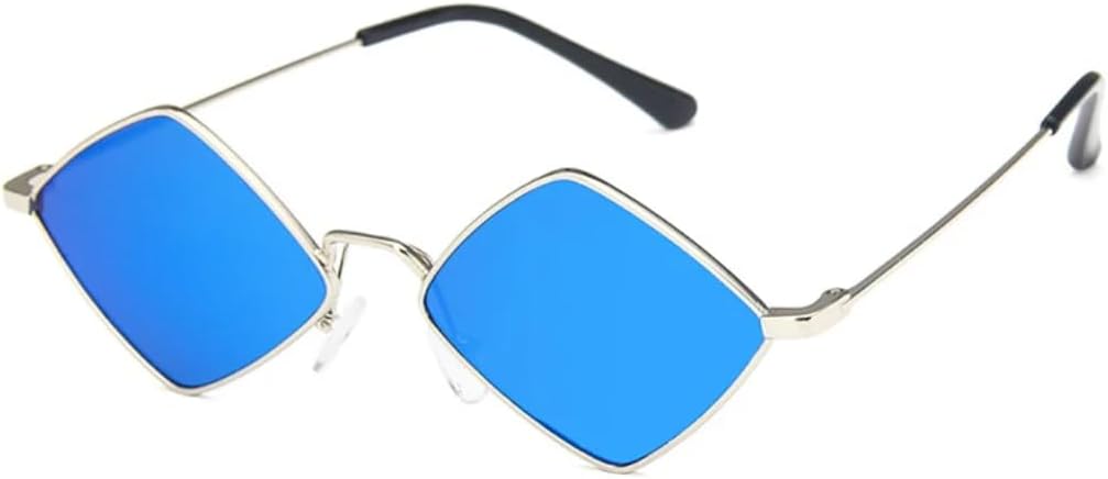 

Солнцезащитные очки с защитой UV400 | Маленькая металлическая оправа, цветные линзы | Для женщин и мужчин, для занятий спортом на открытом воздухе и вождения DSVIGF, Silver Blue