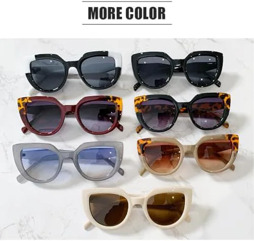 

Солнцезащитные очки «кошачий глаз» 2026 года для женщин и мужчин, винтажные солнцезащитные очки, модные женские очки с защитой от УФ-излучения UV400 MTZJH, White