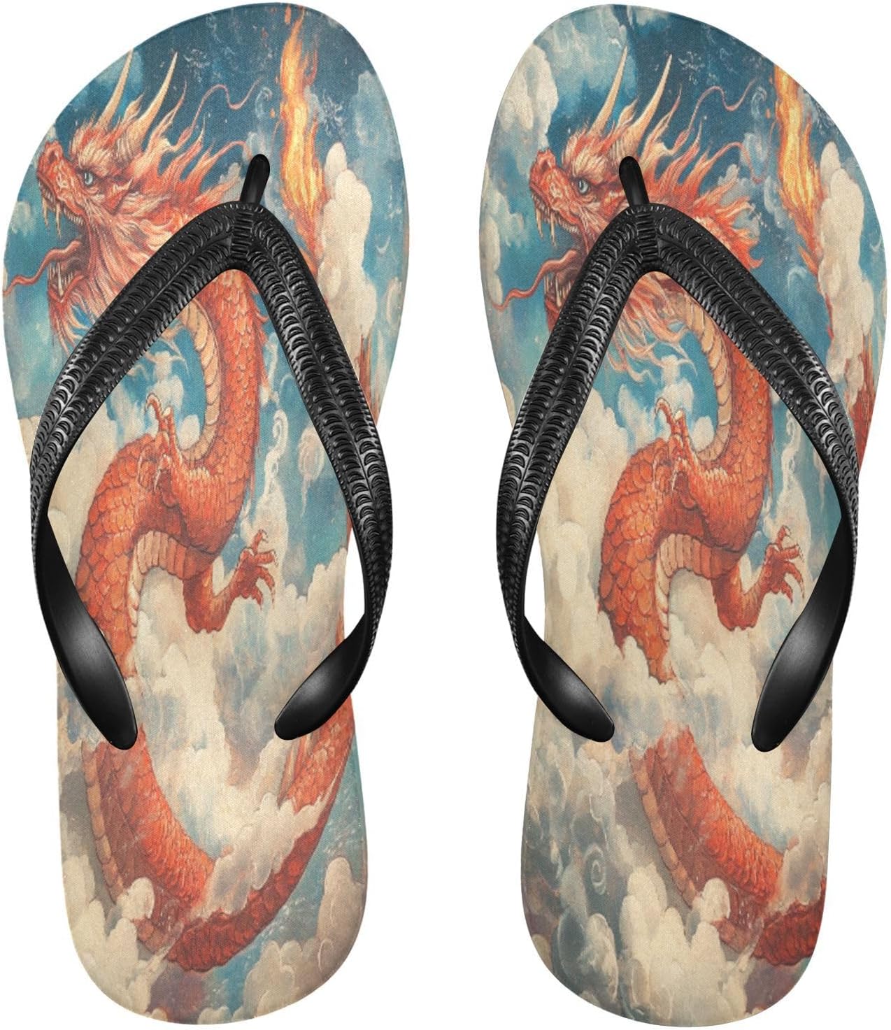 

Пляжные сланцы Cloud Red Dragon, резиновые босоножки с ремешком, нескользящие летние шлепанцы для женщин и мужчин Sinestour