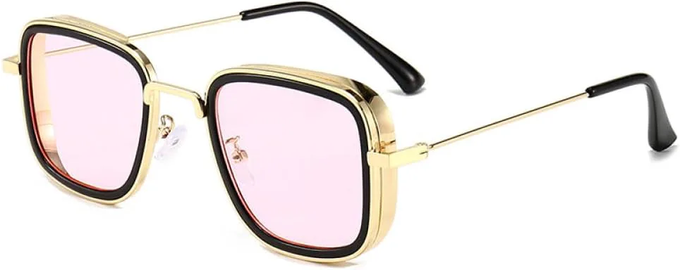 

Винтажные металлические солнцезащитные очки в стиле стимпанк для мужчин, ретро-очки, солнцезащитные очки для женщин, Lunettes De Soleil LANGSER, Gold Pink