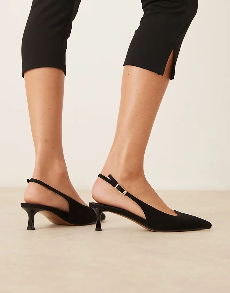 Туфли ASOS DESIGN Skip с открытой пяткой и каблуком-рюмочкой из черной замши — фото 3