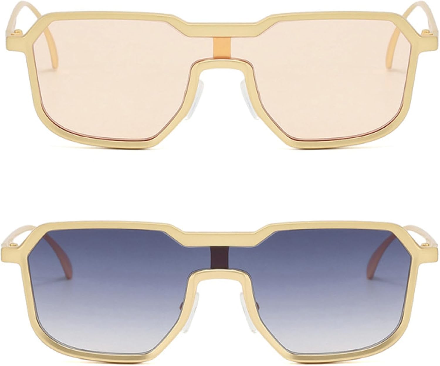 

Крупные квадратные солнцезащитные очки-пилот для мужчин и женщин, винтажные, в большой оправе, цельные, с металлическим каркасом и градиентным переходом цвета mincl, 2pcs-gray&champagne