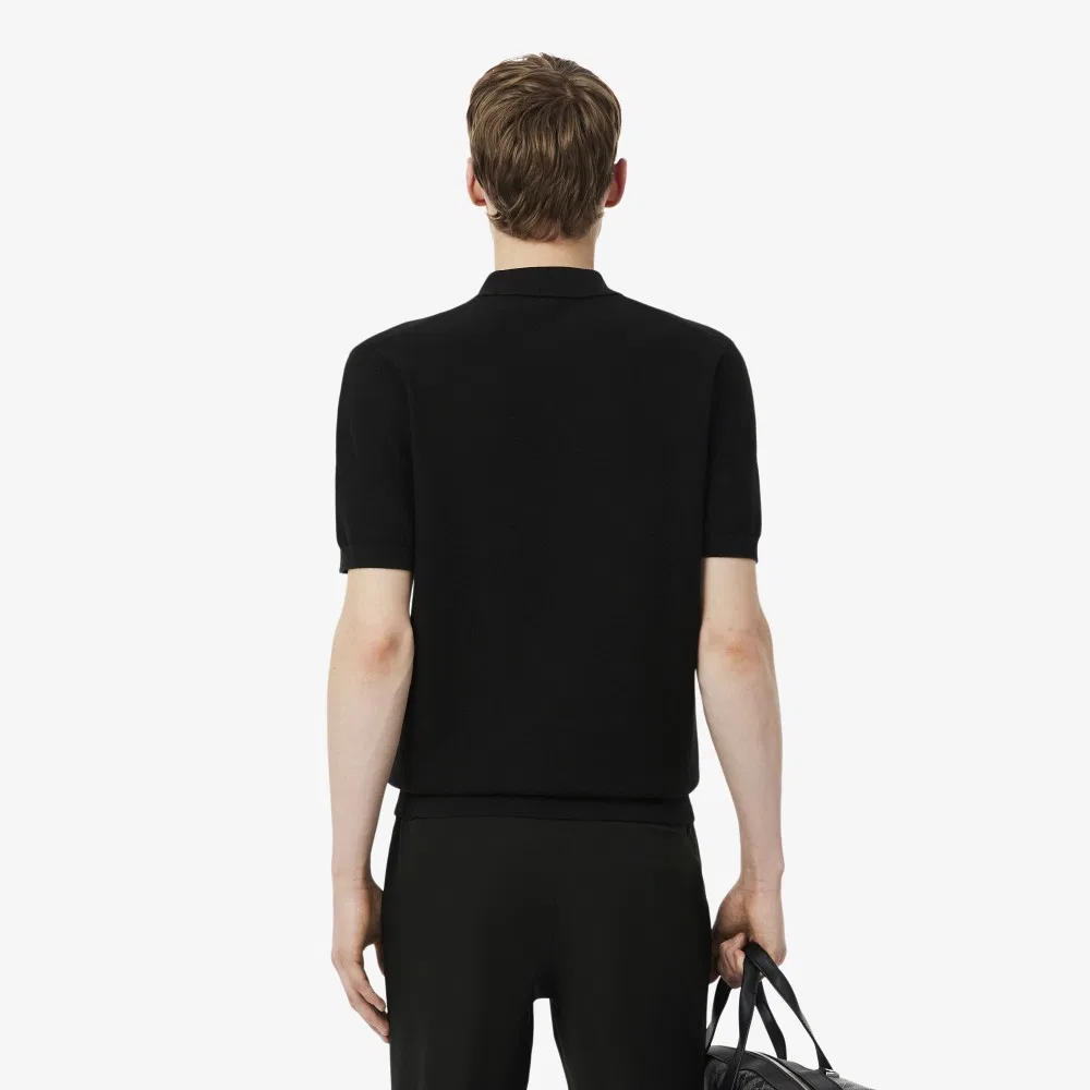 Мужской свитер-поло Links Links с коротким рукавом чёрный от Lacoste — фото 3