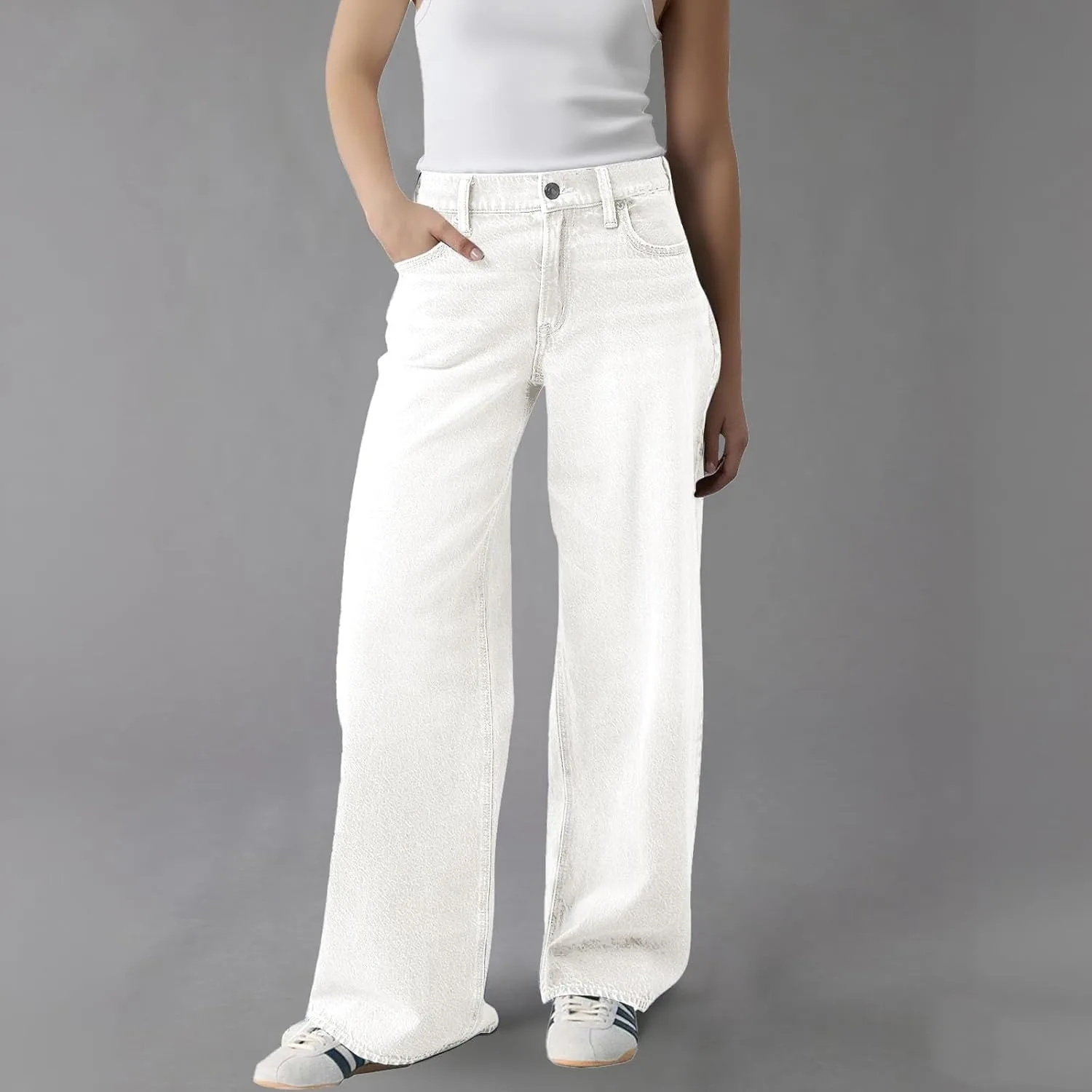 Женские джинсы-спортивки baggy wide leg с высокой талией — фото 2