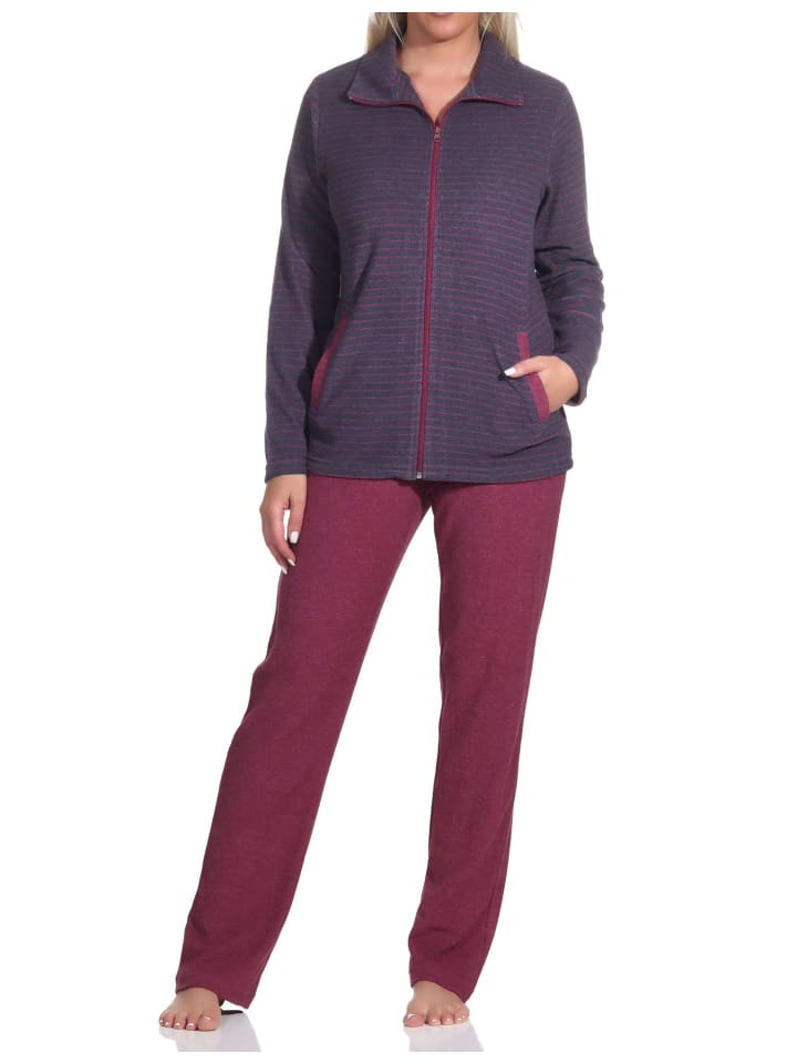 

NORMANN Комплект домашней одежды из махровой ткани с длинными рукавами и полосками - 76843, темно-синий