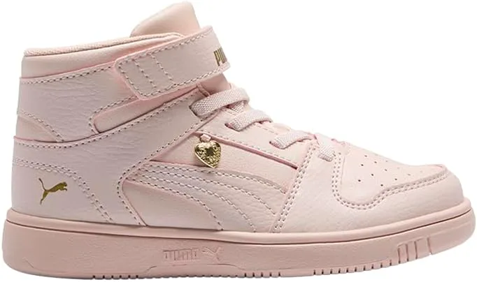 Кроссовки PUMA для детей Rebound Layup Mid на липучках, розовый/золотой