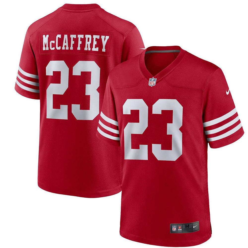 

Молодежная игровая майка Nike Christian McCaffrey Scarlet San Francisco 49ers, красный