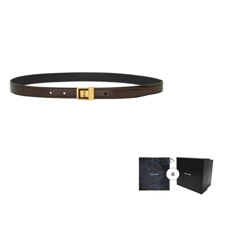 

SAINT LAURENT Кожаный женский ремень коричневый шириной 2 см, Brown