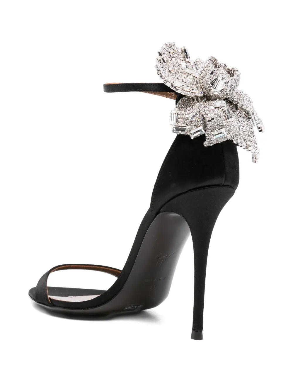 Босоножки на каблуке-шпильке высотой 100 мм с декором Giuseppe Zanotti, черный — фото 3
