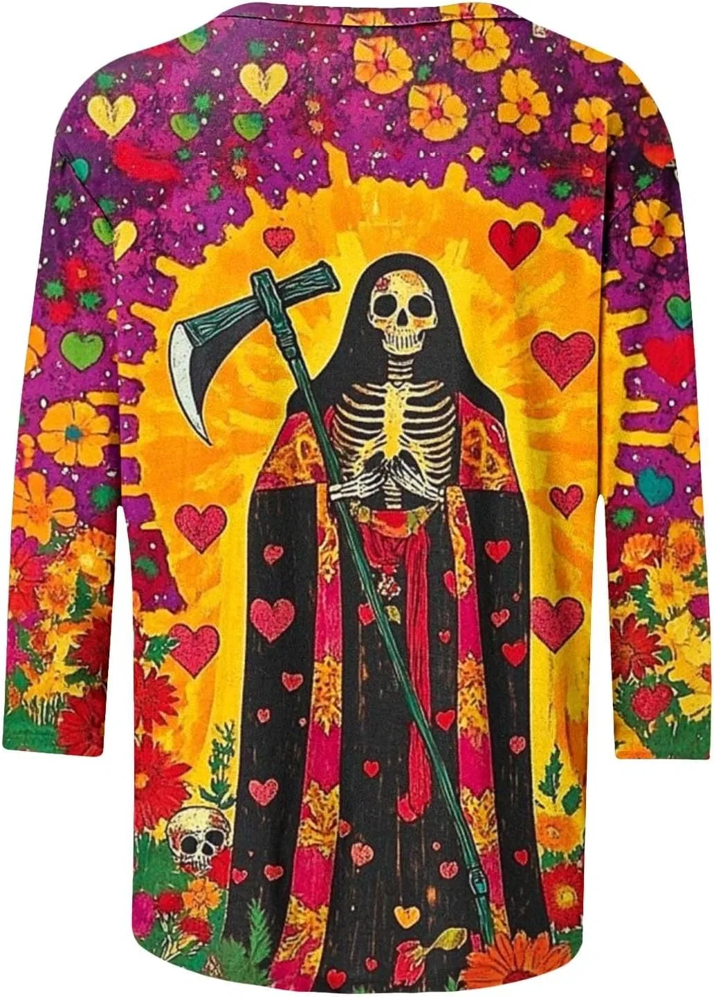 Футболка с принтом череп и скелет, Día De Los Muertos, мультиколор — фото 4