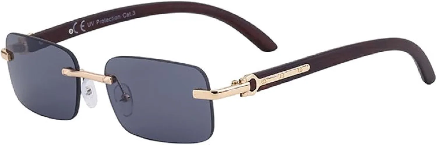 

Небольшие прямоугольные солнцезащитные очки без оправы для мужчин, роскошные винтажные очки без оправы с защитой от УФ-излучения UV400 TVTBBVV, C1goldgray