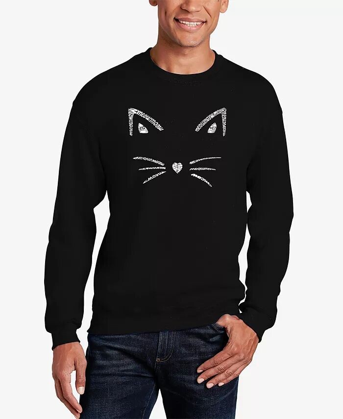 

Мужская толстовка с круглым вырезом Word Art Whiskers LA Pop Art, черный