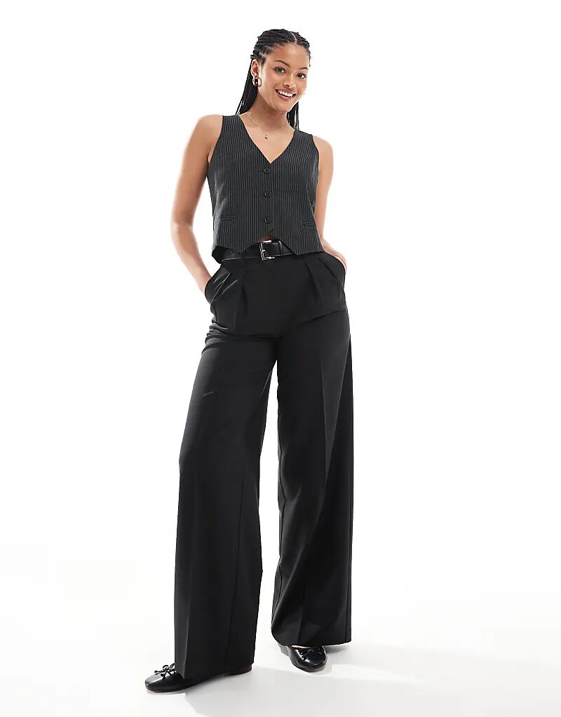 

ASOS DESIGN Высокие свободные элегантные брюки черного цвета с поясом