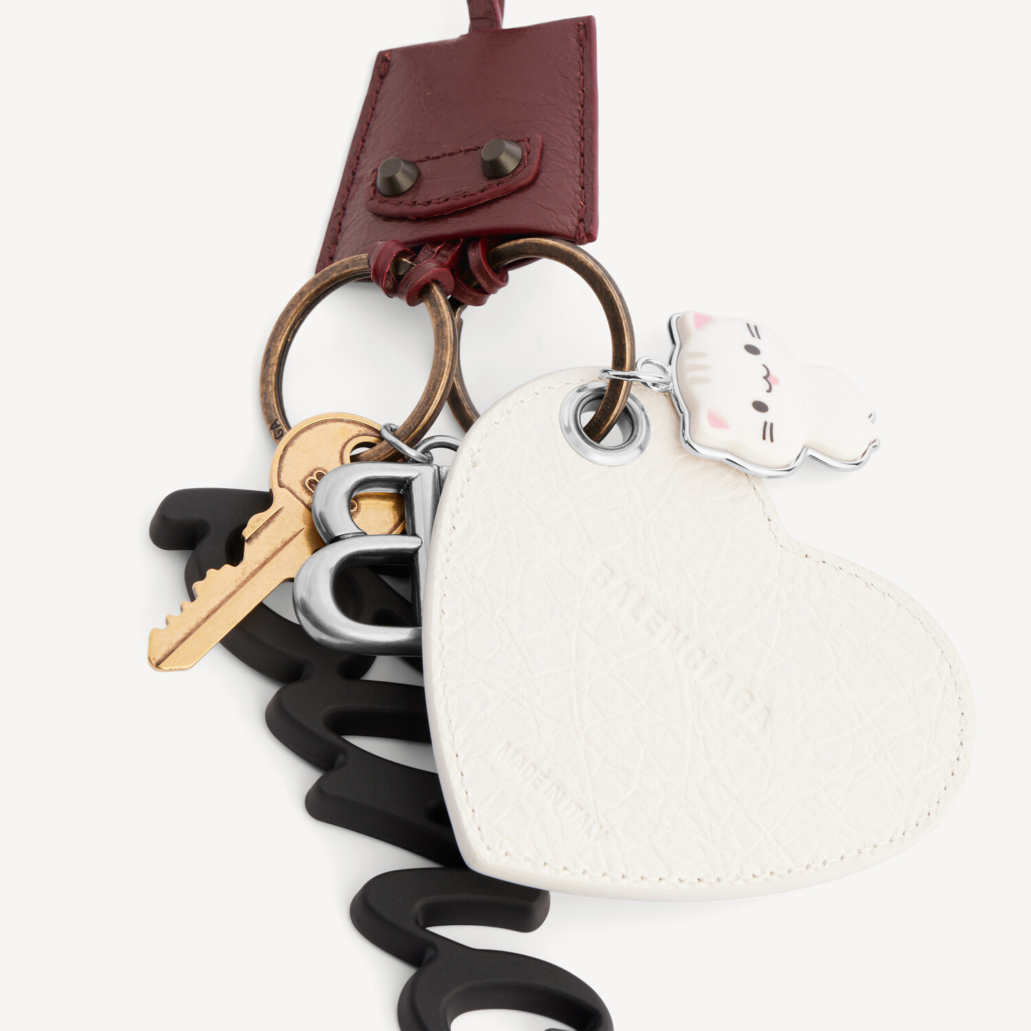 BALENCIAGA Женская сумка Le City Charm Heart в цвете темно-бордовый/оптический белый — фото 3