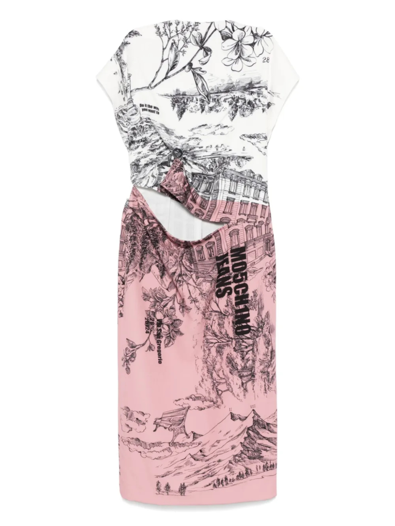 

Платье миди Milan Press MOSCHINO JEANS, розовый