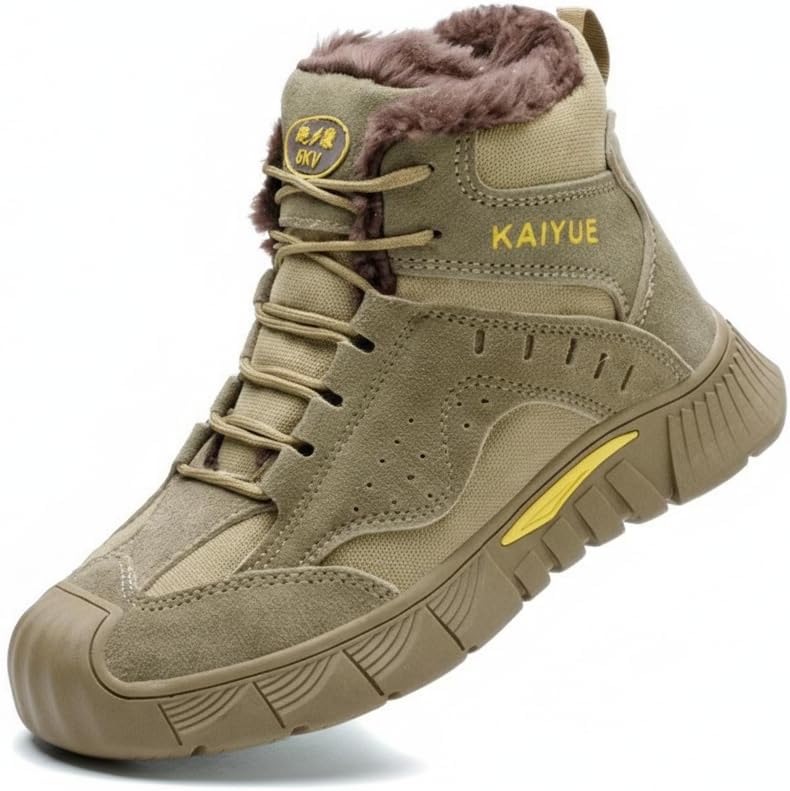 

Мужские зимние ботинки FLOWERGIRR с стальным носком, термоустойчивые, проколоустойчивые, из замшевой кожи, с противоскользящей подошвой и высоким голенищем, с защитой от запаха, 23-3 Lined (6kv Insulated)