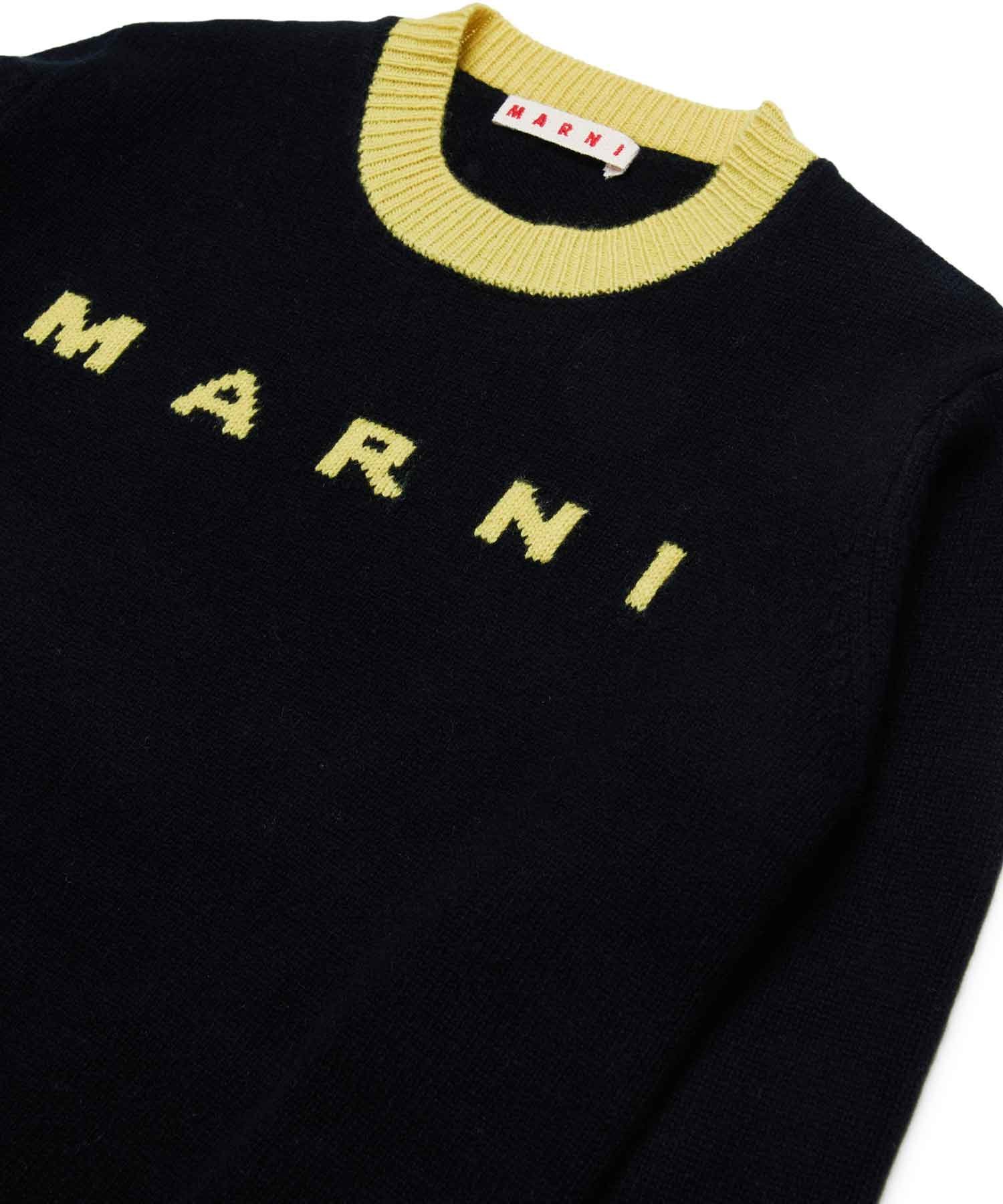 Вязаный свитер с логотипом бренда MARNI для детей и подростков, Black — фото 3