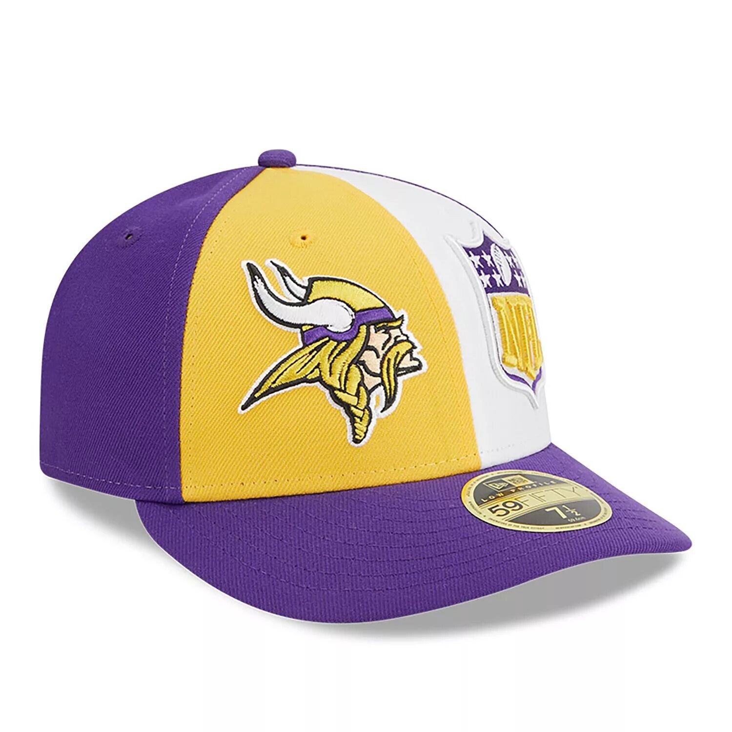 

Мужская облегающая шляпа New Era Gold/Purple Minnesota Vikings 2023 Sideline Low Profile 59FIFTY