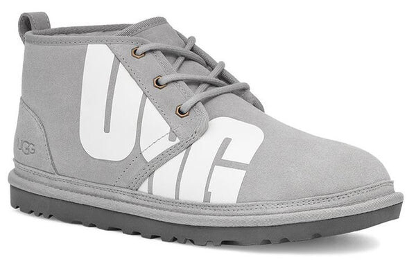 Зимние ботинки мужские Ugg на шнуровке с логотипом, серый — фото 4